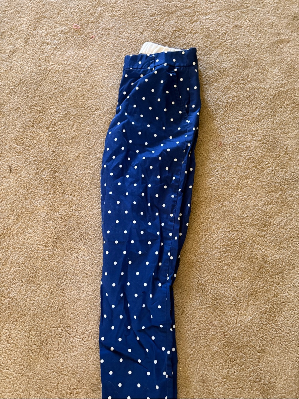 J. Crew Cream and Navy Stretch Waistband Pants